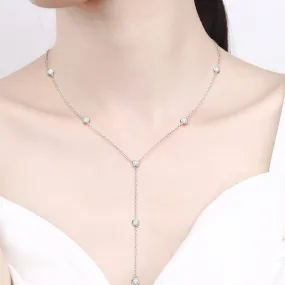 0.1 TCW Round Moissanite Diamond Bezel Lariat Necklace