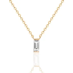 0.10 TCW Baguette Moissanite Diamond Solitaire Necklace