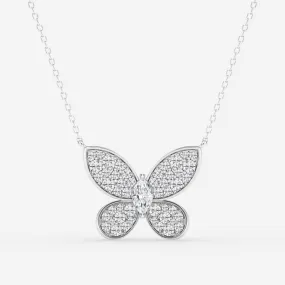 0.24 CT Marquise Moissanite Diamond Butterfly Pendant Necklace