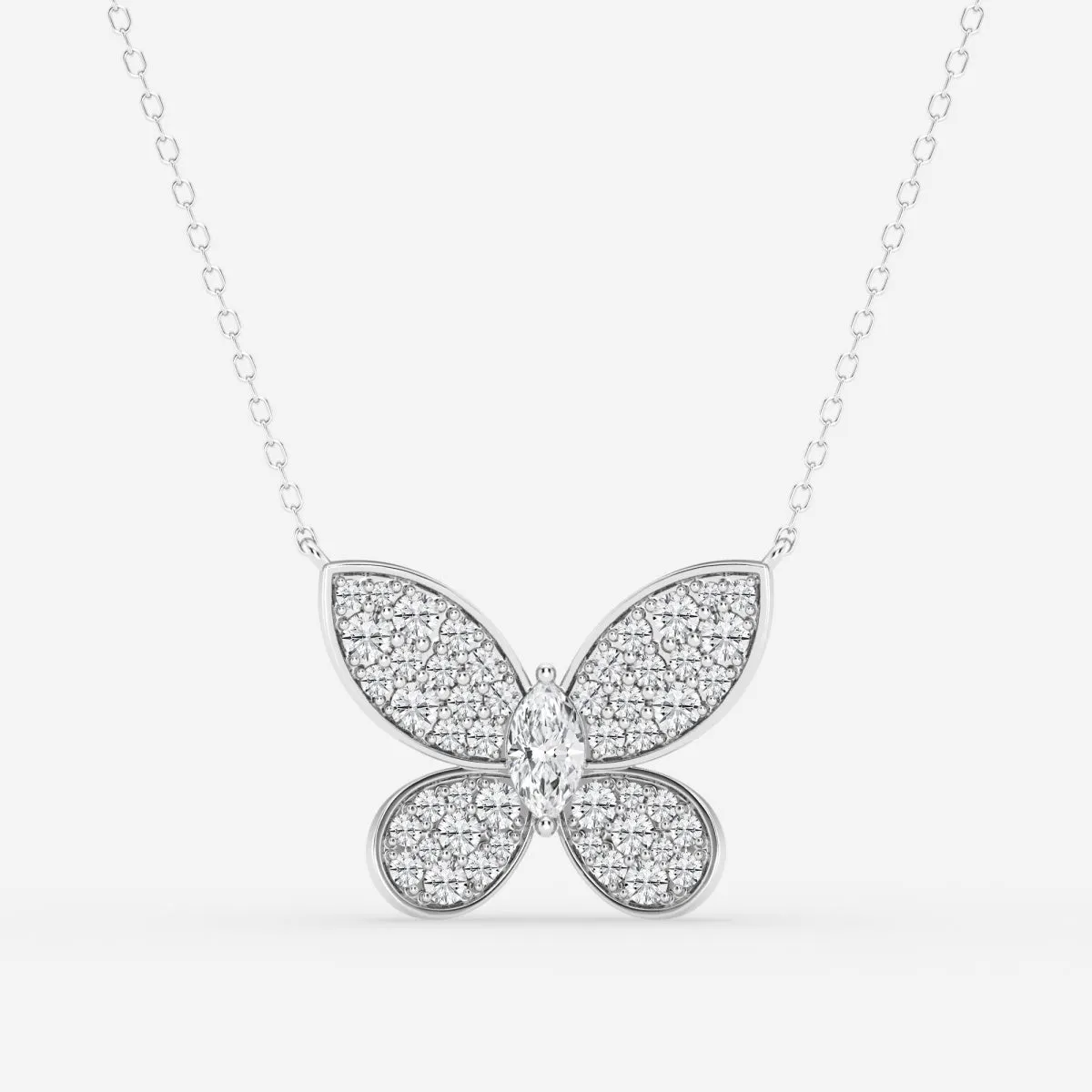 0.24 CT Marquise Moissanite Diamond Butterfly Pendant Necklace