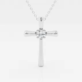 0.24 CT Round Moissanite Diamond Cross Necklace