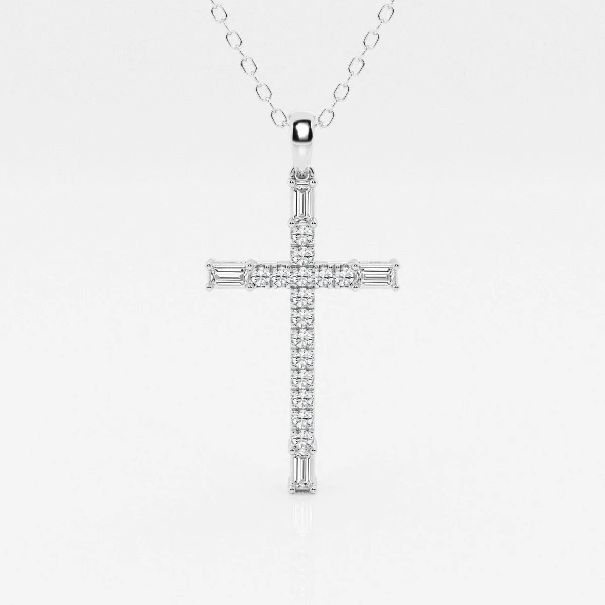 0.24 TCW Round Moissanite Diamond Cross Necklace