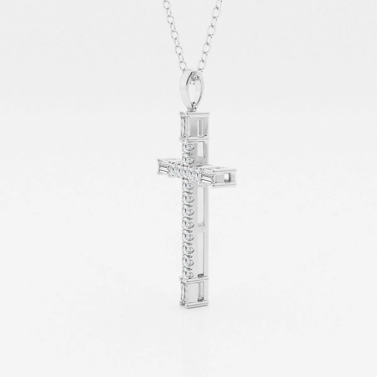 0.24 TCW Round Moissanite Diamond Cross Necklace