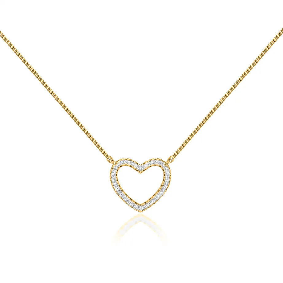 0.24 TCW Round Moissanite Diamond Heart Pendent Necklace