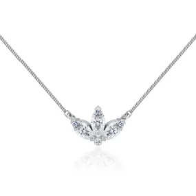 0.32 TCW Round & Marquise Moissanite Diamond Petal Style Necklace