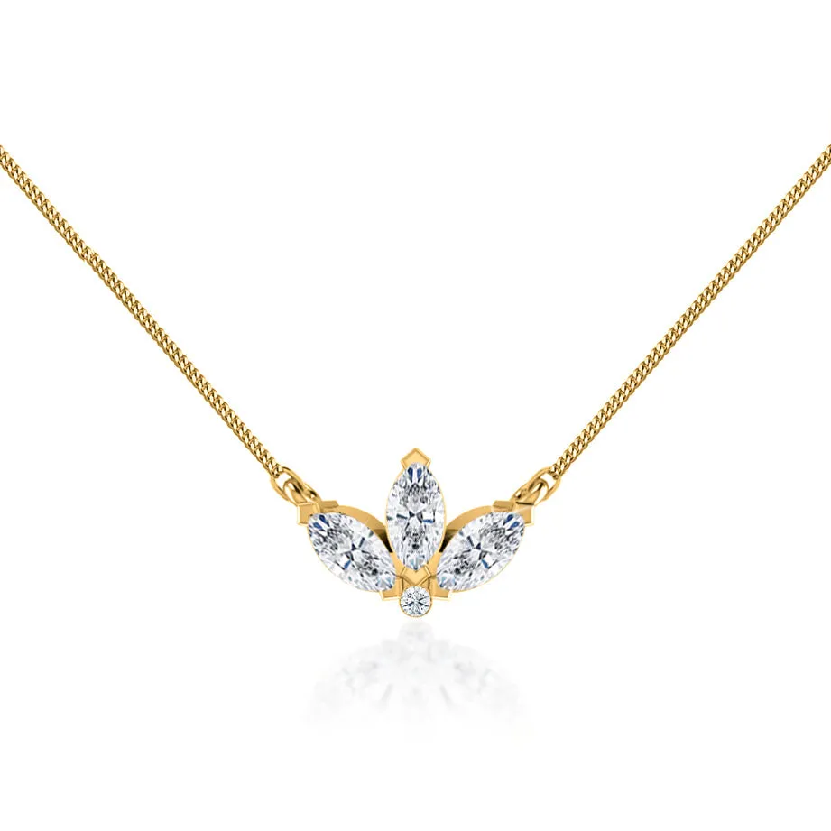 0.32 TCW Round & Marquise Moissanite Diamond Petal Style Necklace