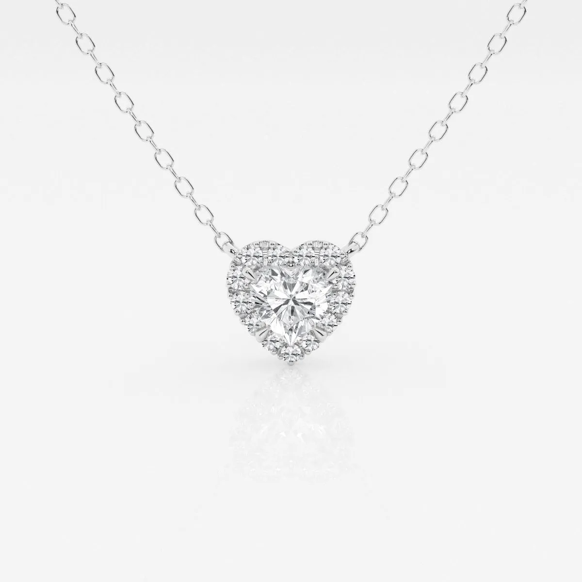 0.40 CT Heart Moissanite Diamond Halo Style Necklace