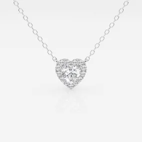 0.40 CT Heart Moissanite Diamond Halo Style Necklace