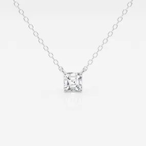 0.50 CT Asscher Moissanite Diamond Solitaire Necklace