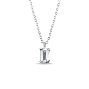 0.60 CT Emerald Moissanite Diamond Solitaire Pendent Necklace