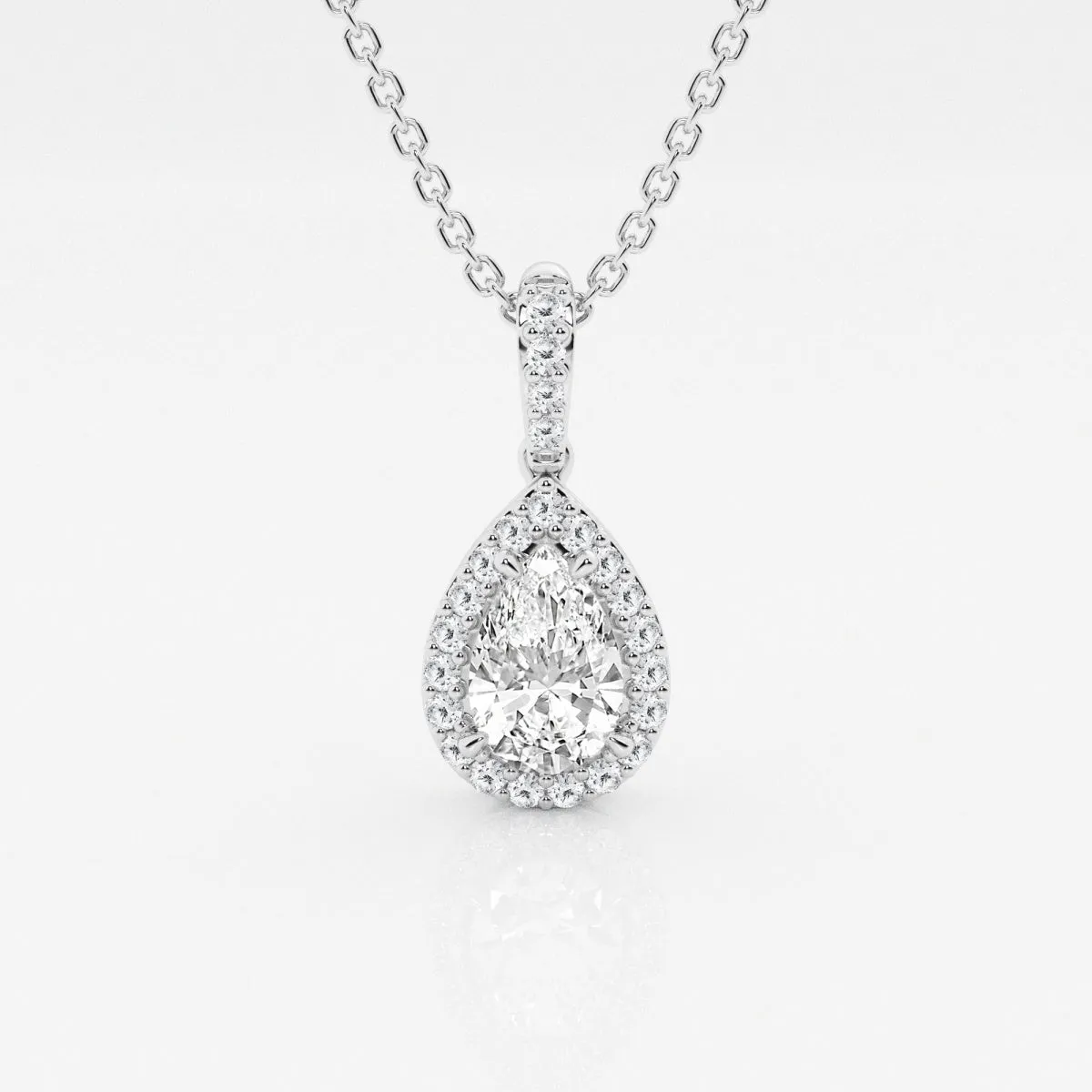 0.62 CT Pear Moissanite Diamond Halo Necklace