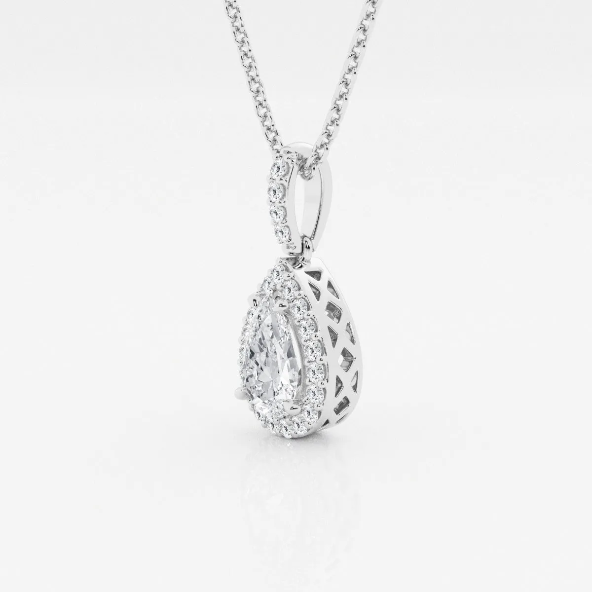 0.62 CT Pear Moissanite Diamond Halo Necklace