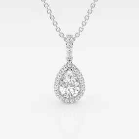 0.62 CT Pear Moissanite Diamond Halo Necklace