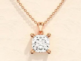 1.0 CT Cushion Moissanite Diamond Solitaire Necklace