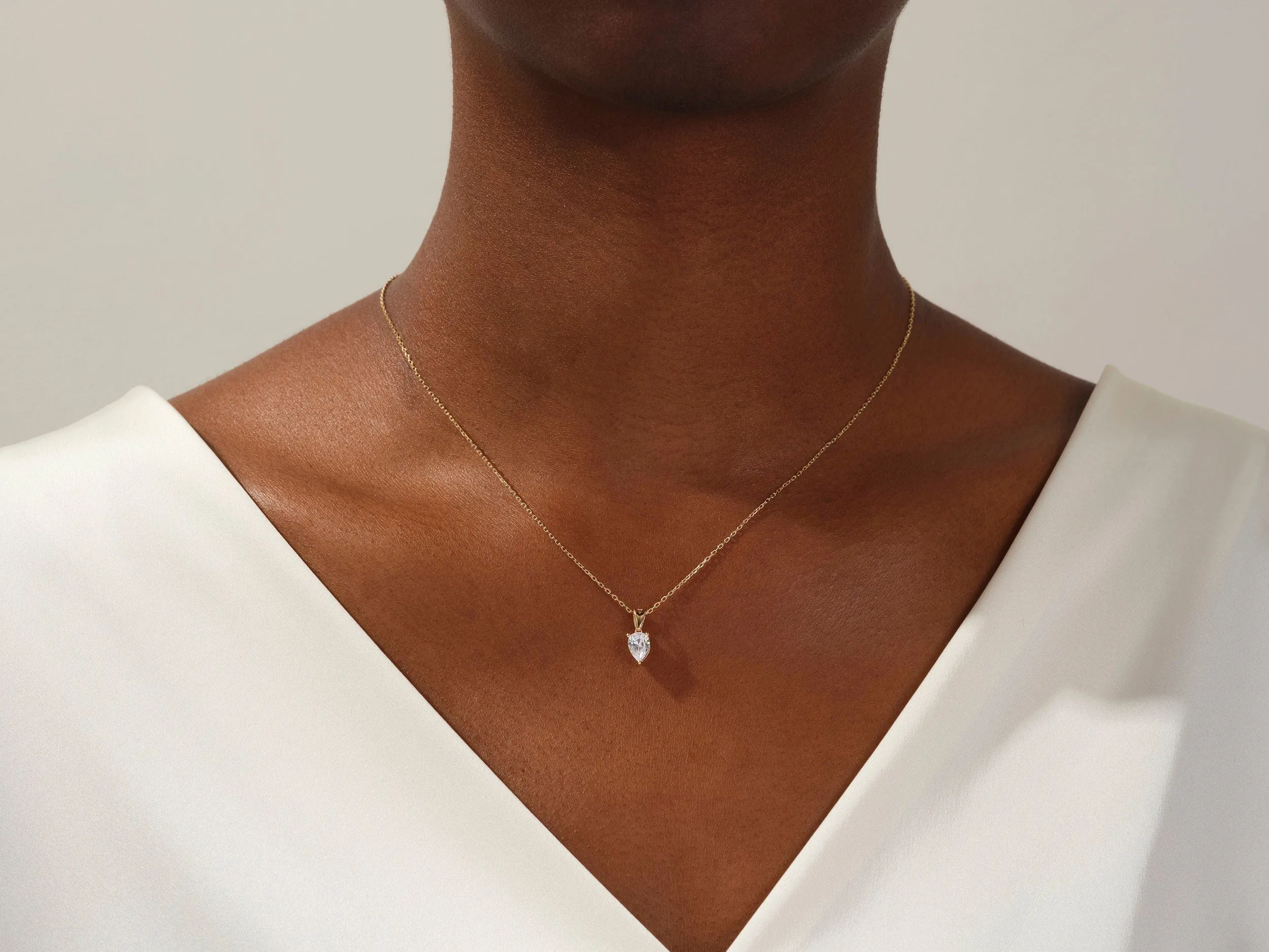 1.0 CT Pear Moissanite Diamond Solitaire Necklace