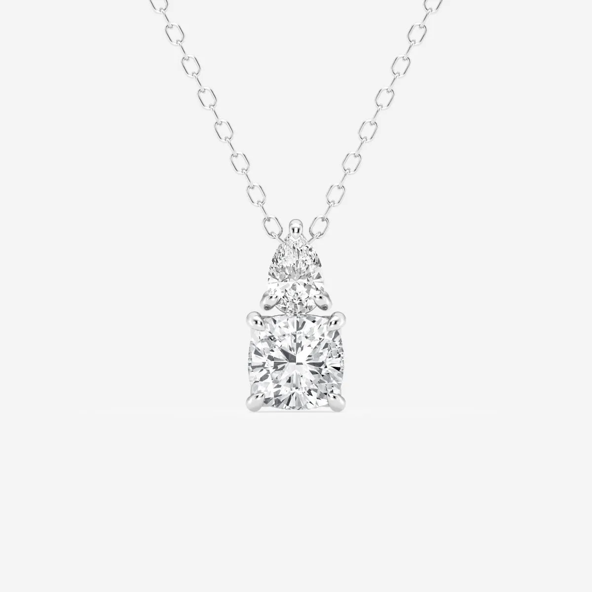 1.0 TCW Cushion & Pear Moissanite Diamond Two Stone Necklace