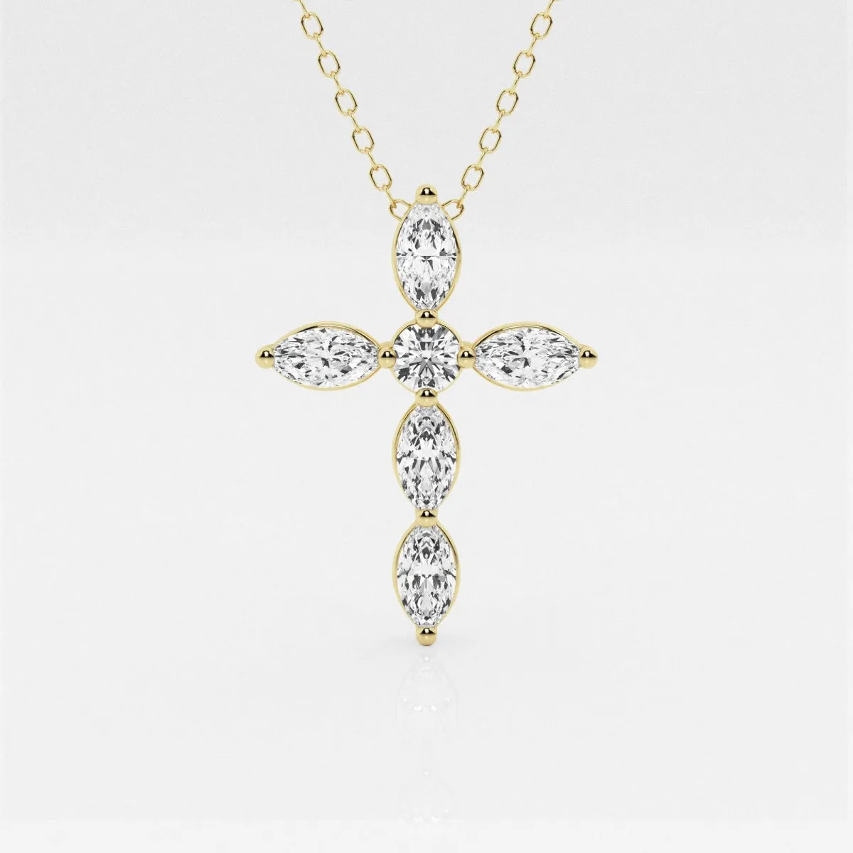 1.0 TCW Round & Marquise Moissanite Diamond Cross Necklace