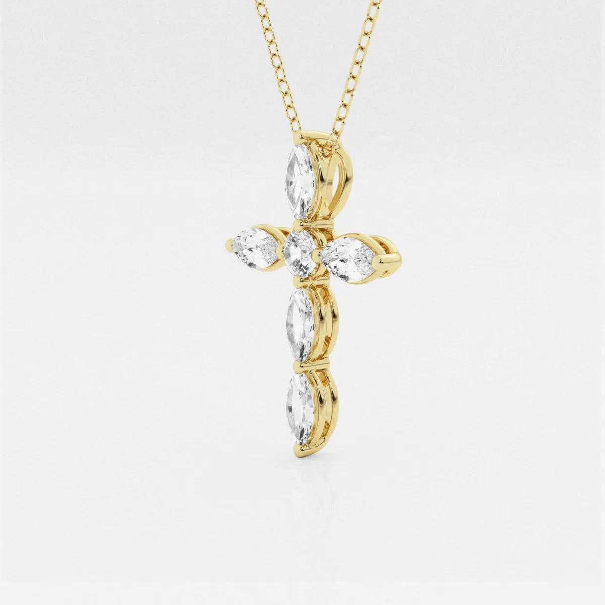 1.0 TCW Round & Marquise Moissanite Diamond Cross Necklace