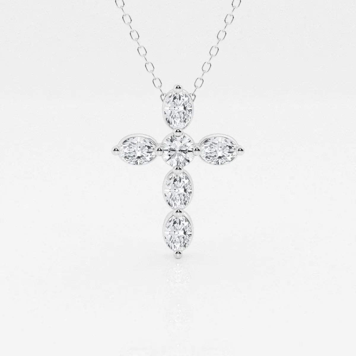 1.0 TCW Round & Oval Moissanite Diamond Cross Necklace