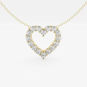 1.0 TCW Round Moissanite Diamond Heart Pendant Necklace