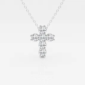 1.01 TCW Round Moissanite Diamond Cross Necklace