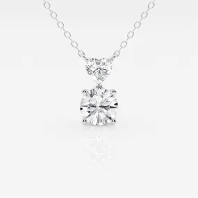 1.33 TCW Round & Heart Moissanite Diamond Two Stone Necklace