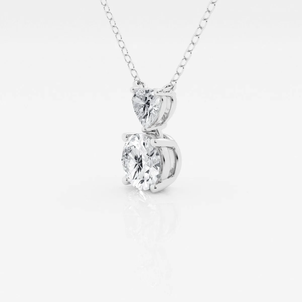 1.33 TCW Round & Heart Moissanite Diamond Two Stone Necklace