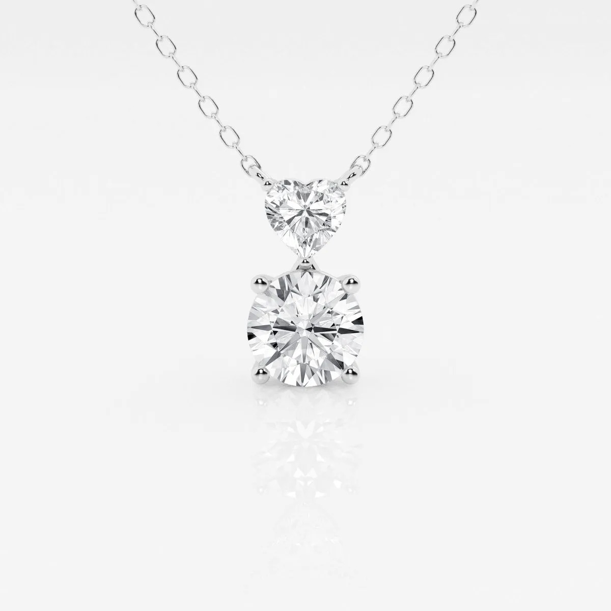 1.33 TCW Round & Heart Moissanite Diamond Two Stone Necklace