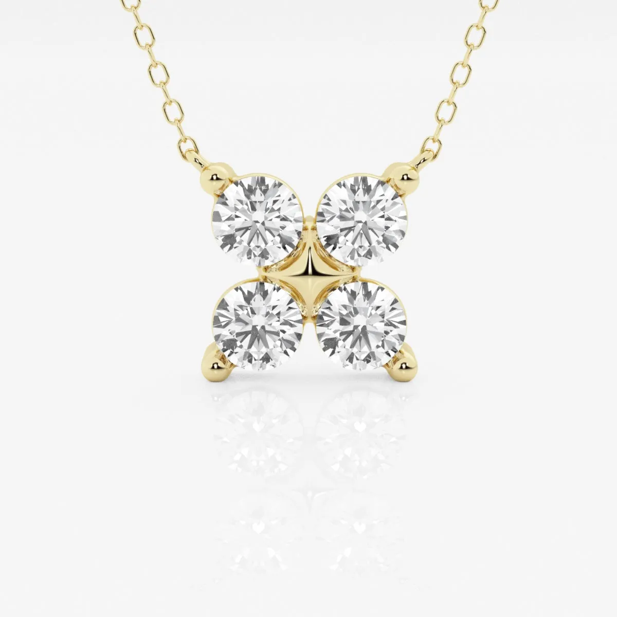 1.50 TCW Round Moissanite Diamond Clover Shape Necklace