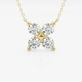 1.50 TCW Round Moissanite Diamond Clover Shape Necklace