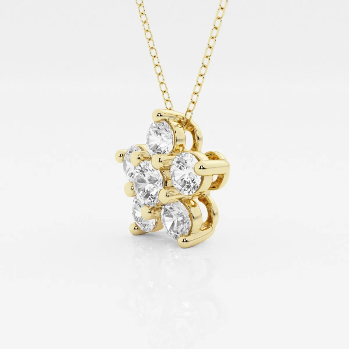 1.50 TCW Round Moissanite Diamond Flower Pendant Necklace