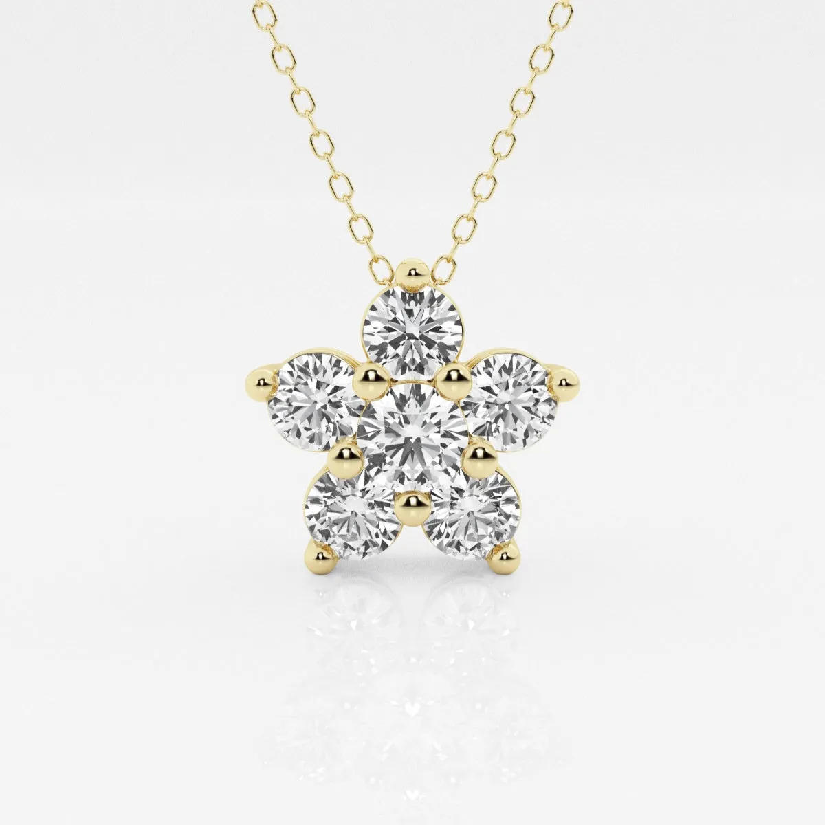 1.50 TCW Round Moissanite Diamond Flower Pendant Necklace