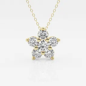 1.50 TCW Round Moissanite Diamond Flower Pendant Necklace