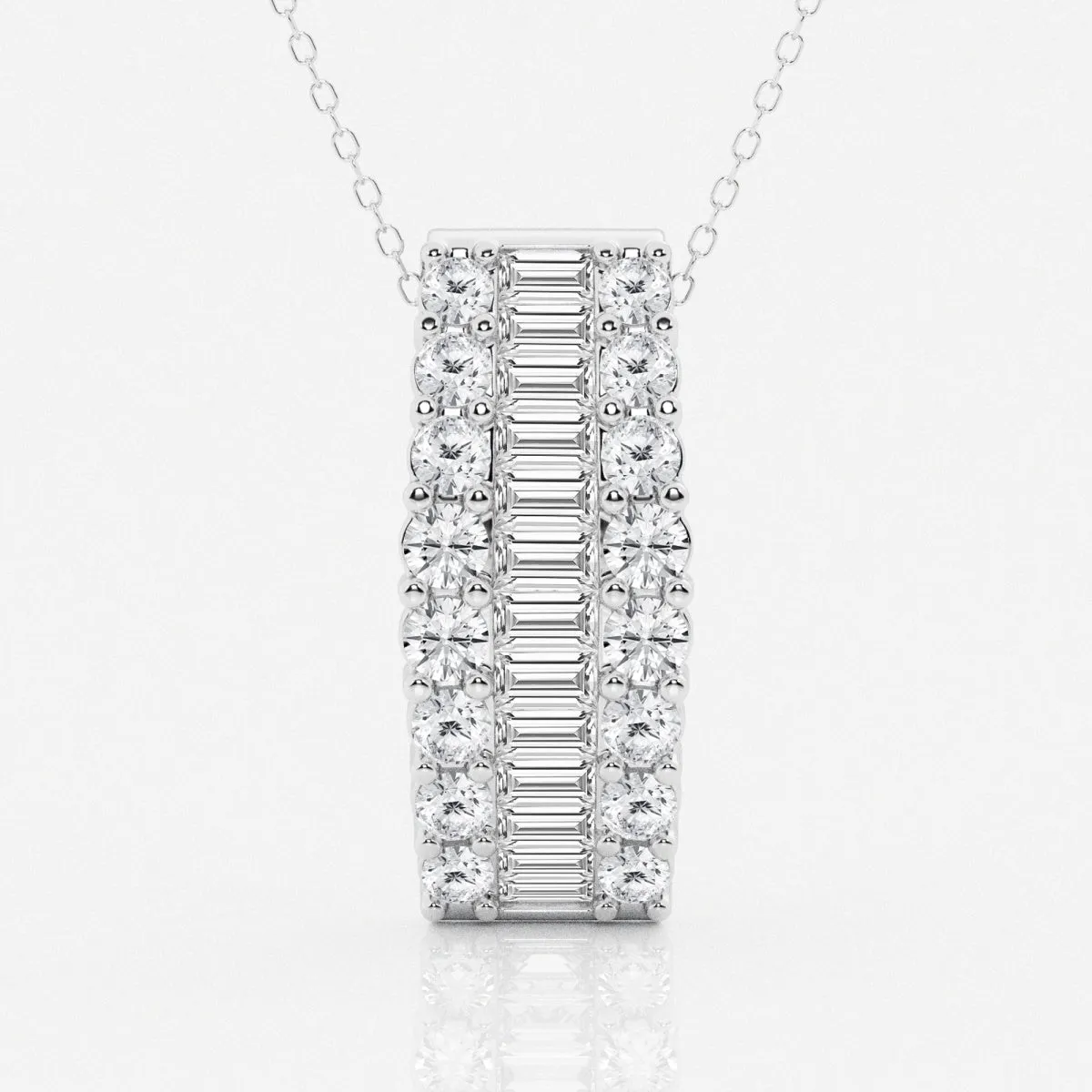 3.0 TCW Round & Baguette Moissanite Diamond Pendant Necklace