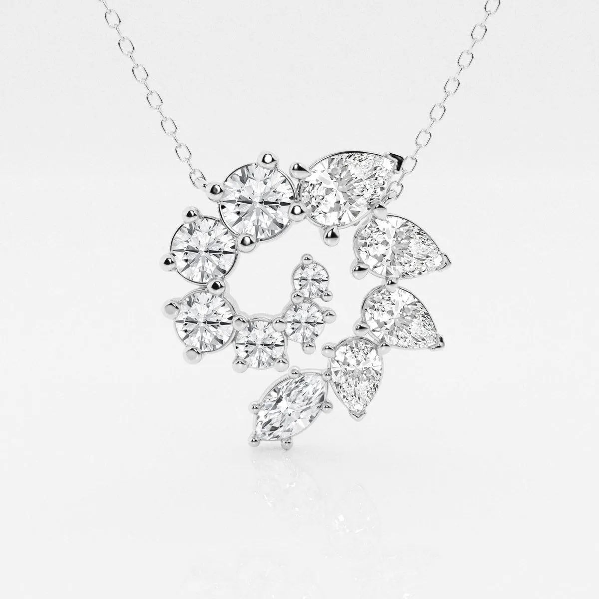 3.6 TCW Round, Marquise & Pear Moissanite Diamond Swirl Necklace