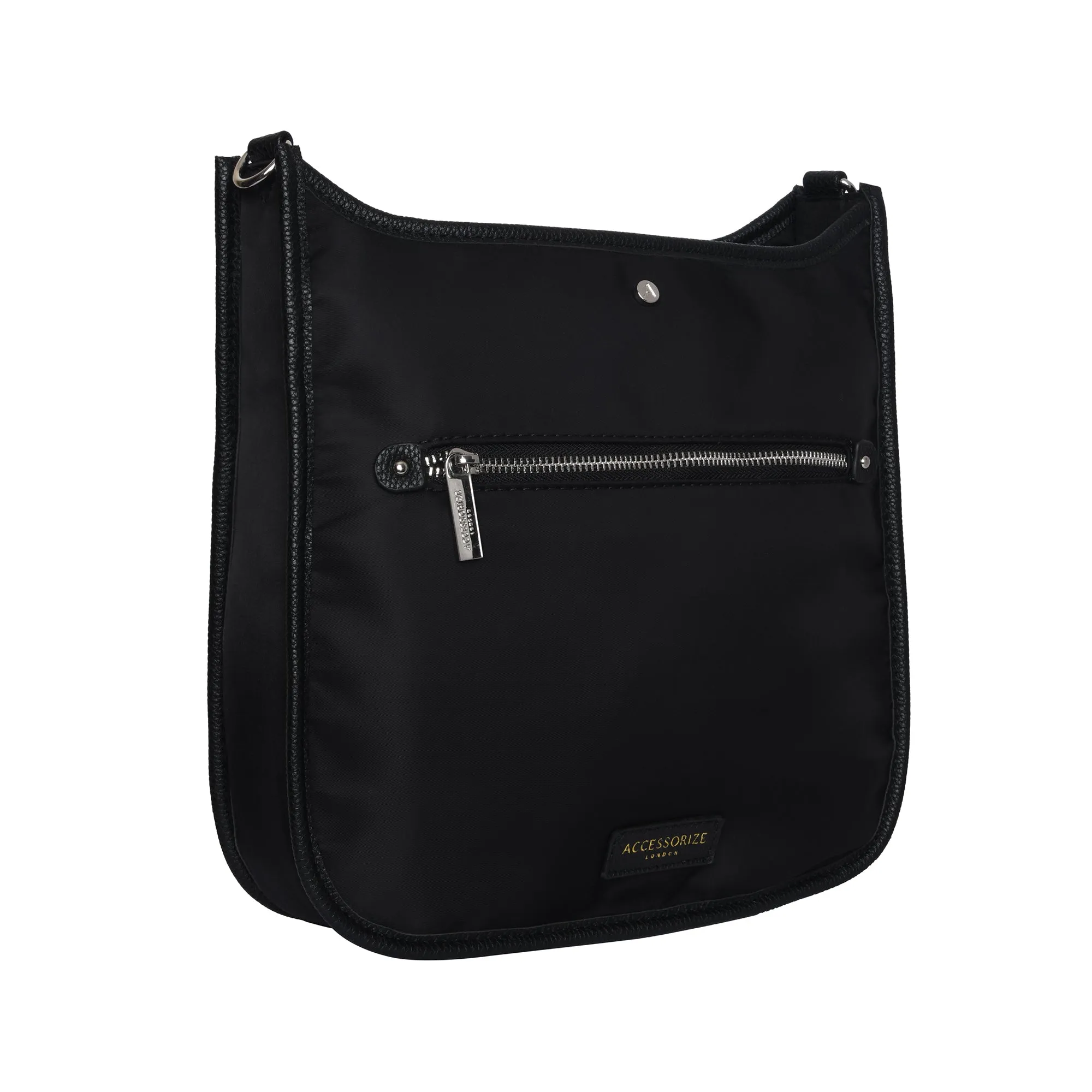 Accessorize London Women's Faux Leather Black Maci Large Messenger