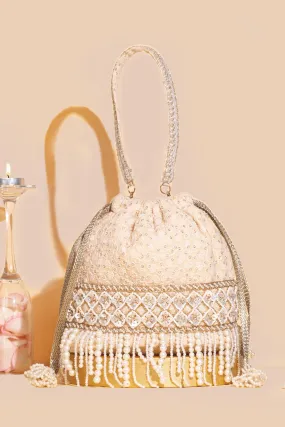 Amara embroidered bucket bag - Nude