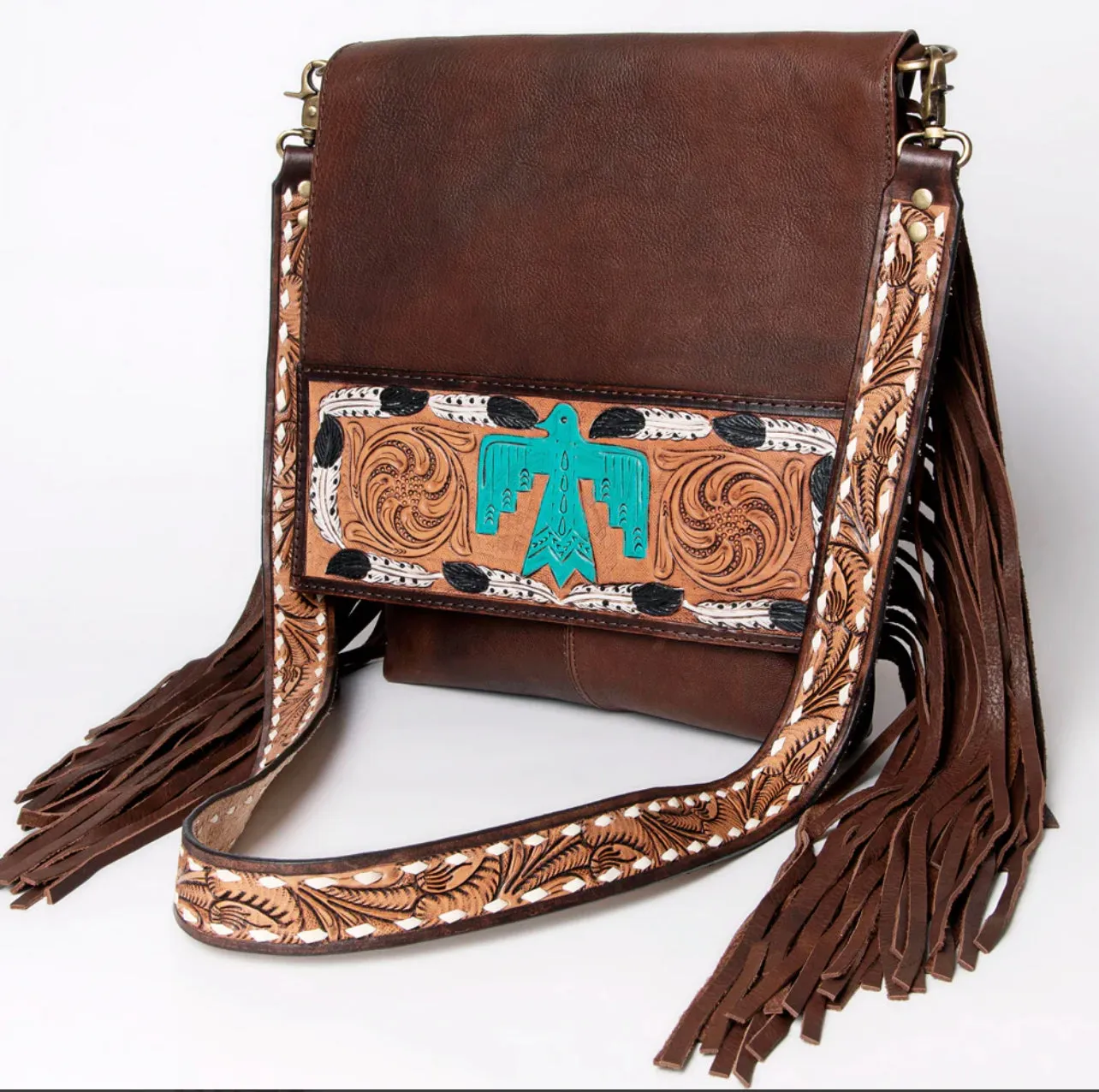 American Darling Feather Thunderbird Fringe Purse