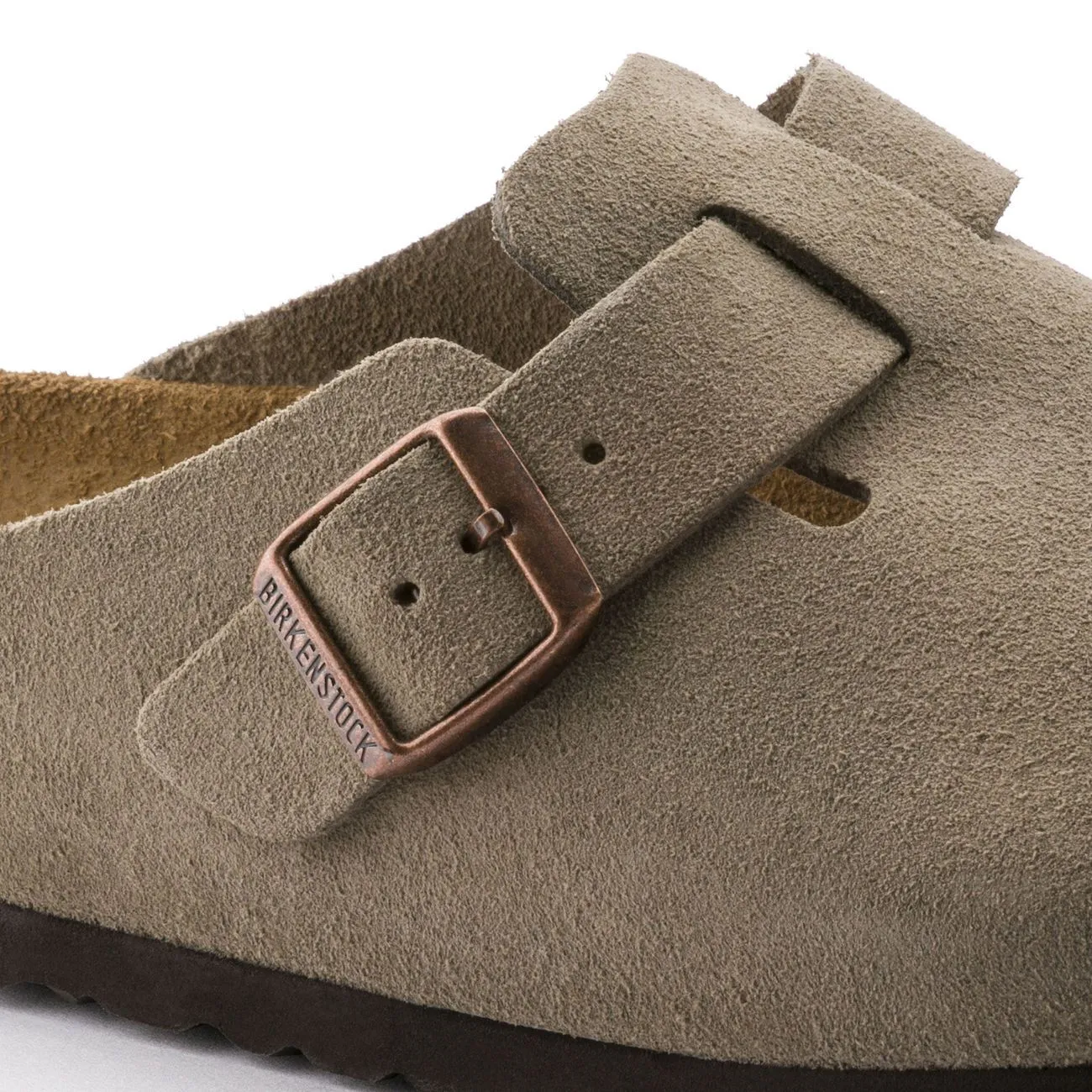 Birkenstock Boston, Regular Fit, Soft Footbed, Suede Leather, Taupe