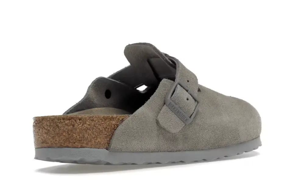 BIRKENSTOCK BOSTON SOFT FOOTBED SUEDE STONE COIN