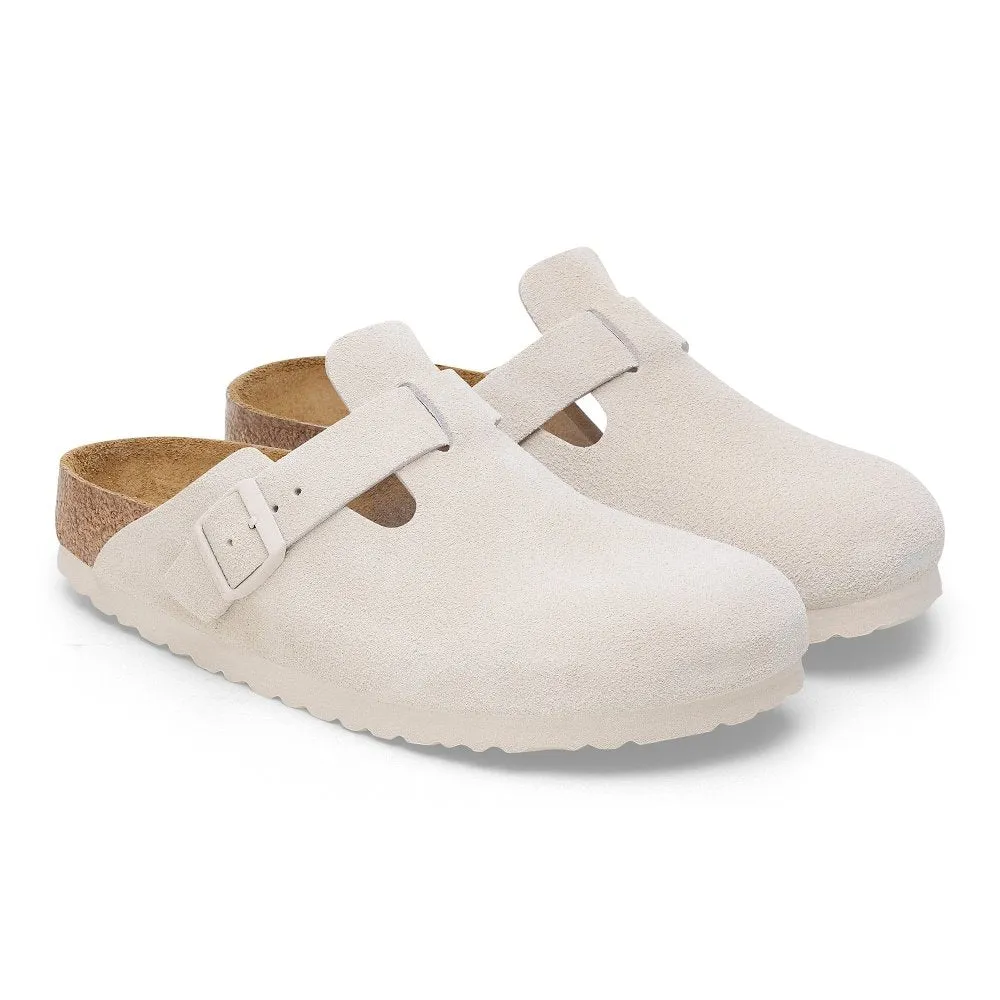 Birkenstock Women's Boston Soft Footbed - Antique White Suede