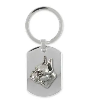 Boston Terrier Key Ring Jewelry Sterling Silver Handmade Dog Key Ring BO2-KE