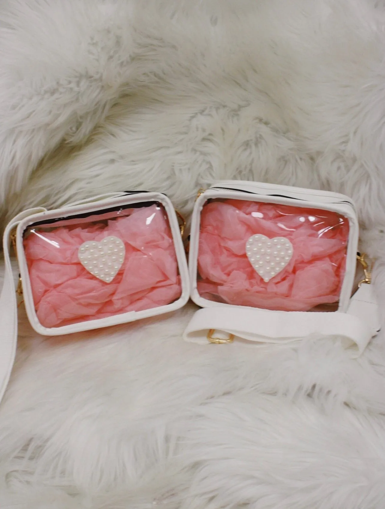 Clear Pearl Heart Bag