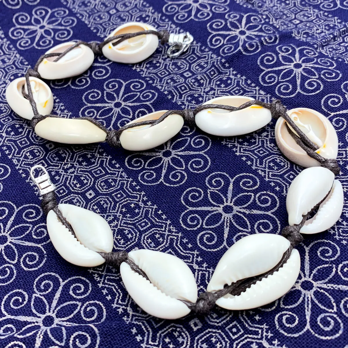 Cowrie Shell Choker Necklace With Sterling Silver Trigger Clasp