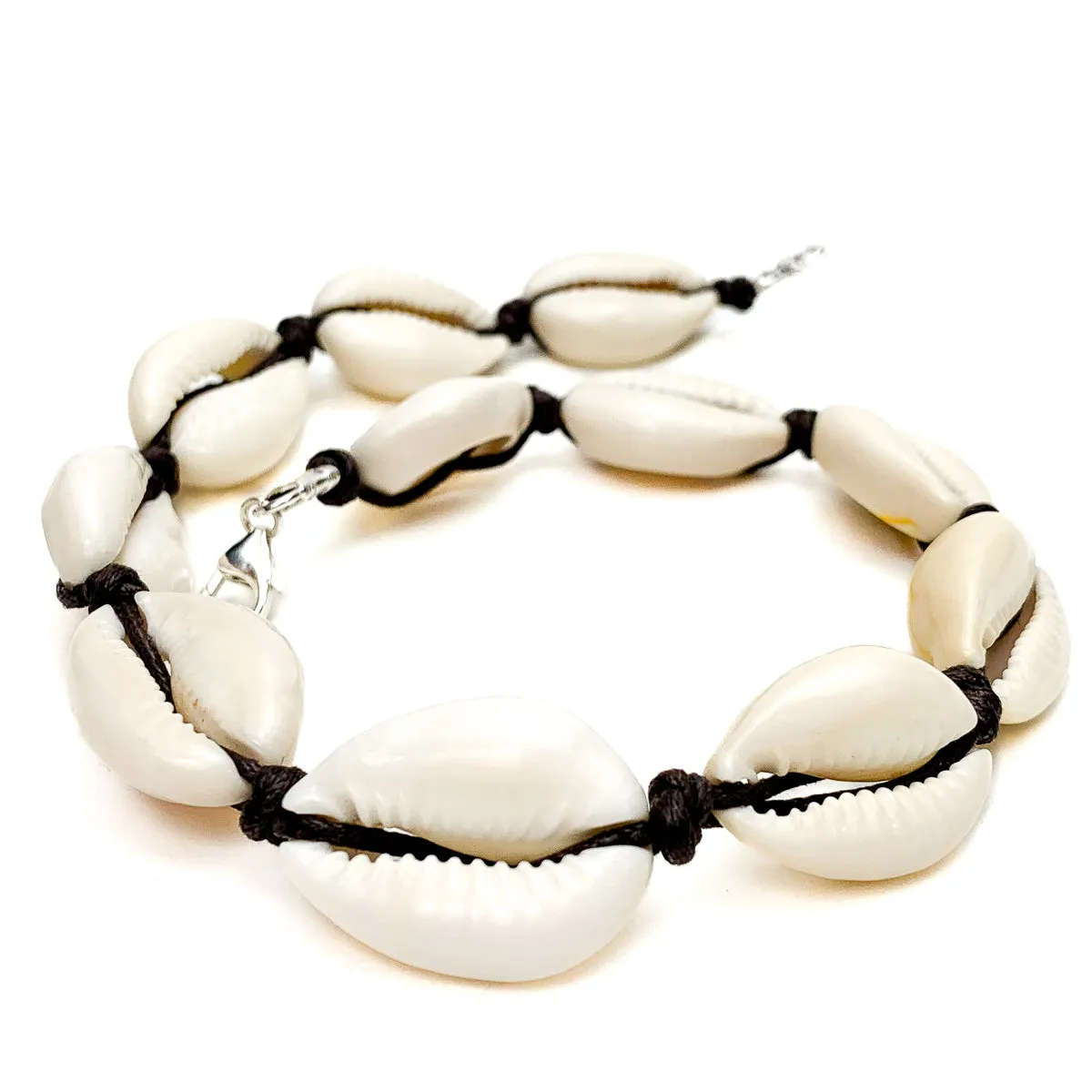 Cowrie Shell Choker Necklace With Sterling Silver Trigger Clasp