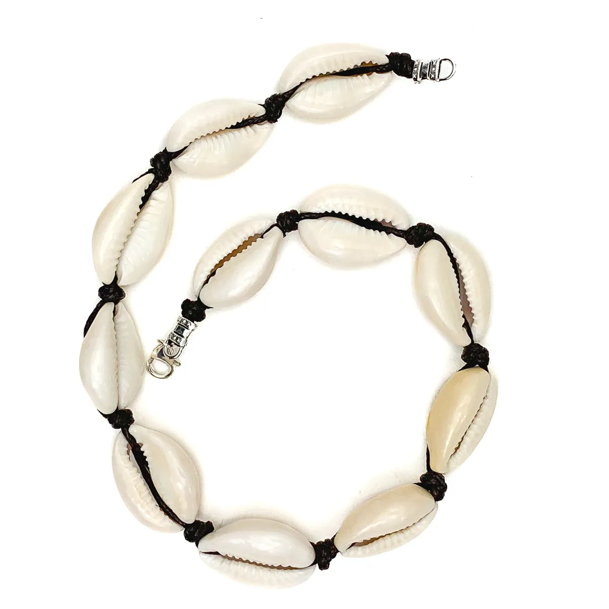 Cowrie Shell Choker Necklace With Sterling Silver Trigger Clasp