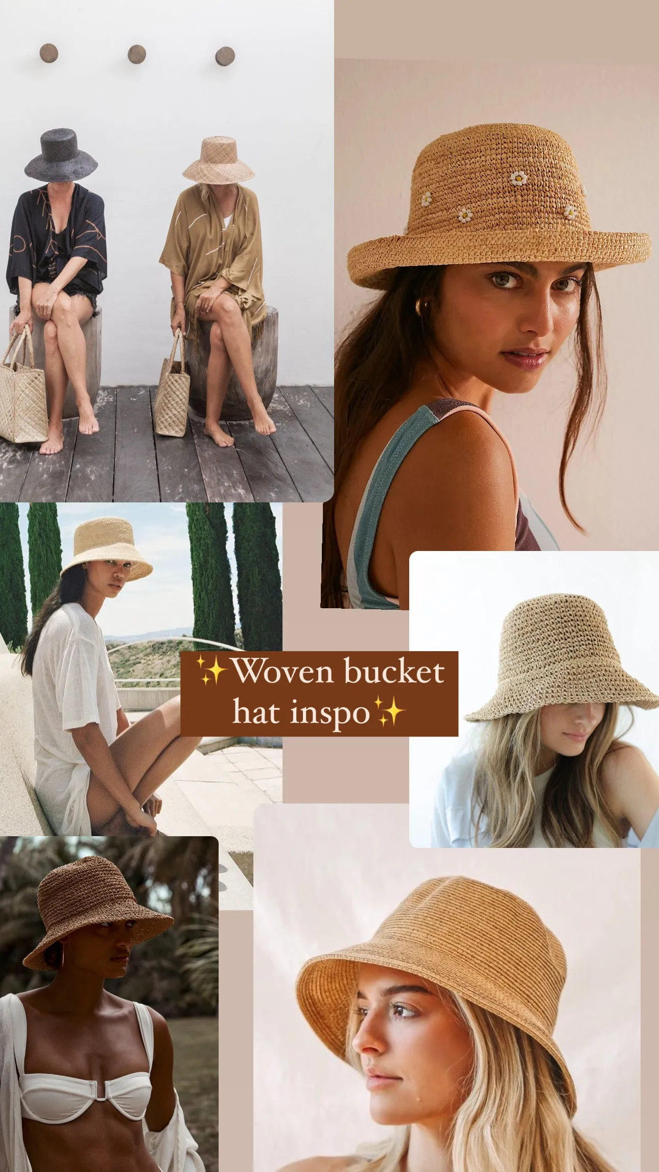 Crochet Raffia Bucket Hat all