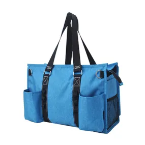 Crosshatch Turquoise NGIL Zippered Lined Caddy Organizer Tote Bag