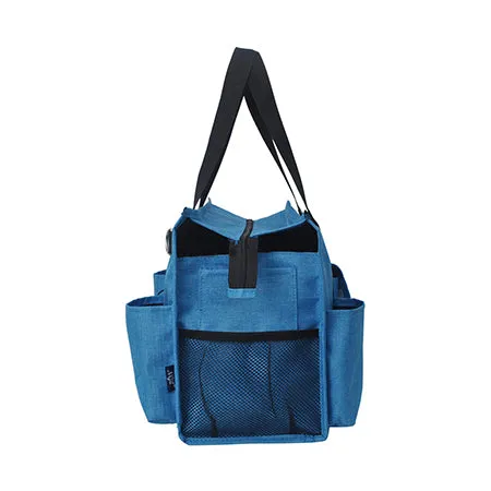 Crosshatch Turquoise NGIL Zippered Lined Caddy Organizer Tote Bag