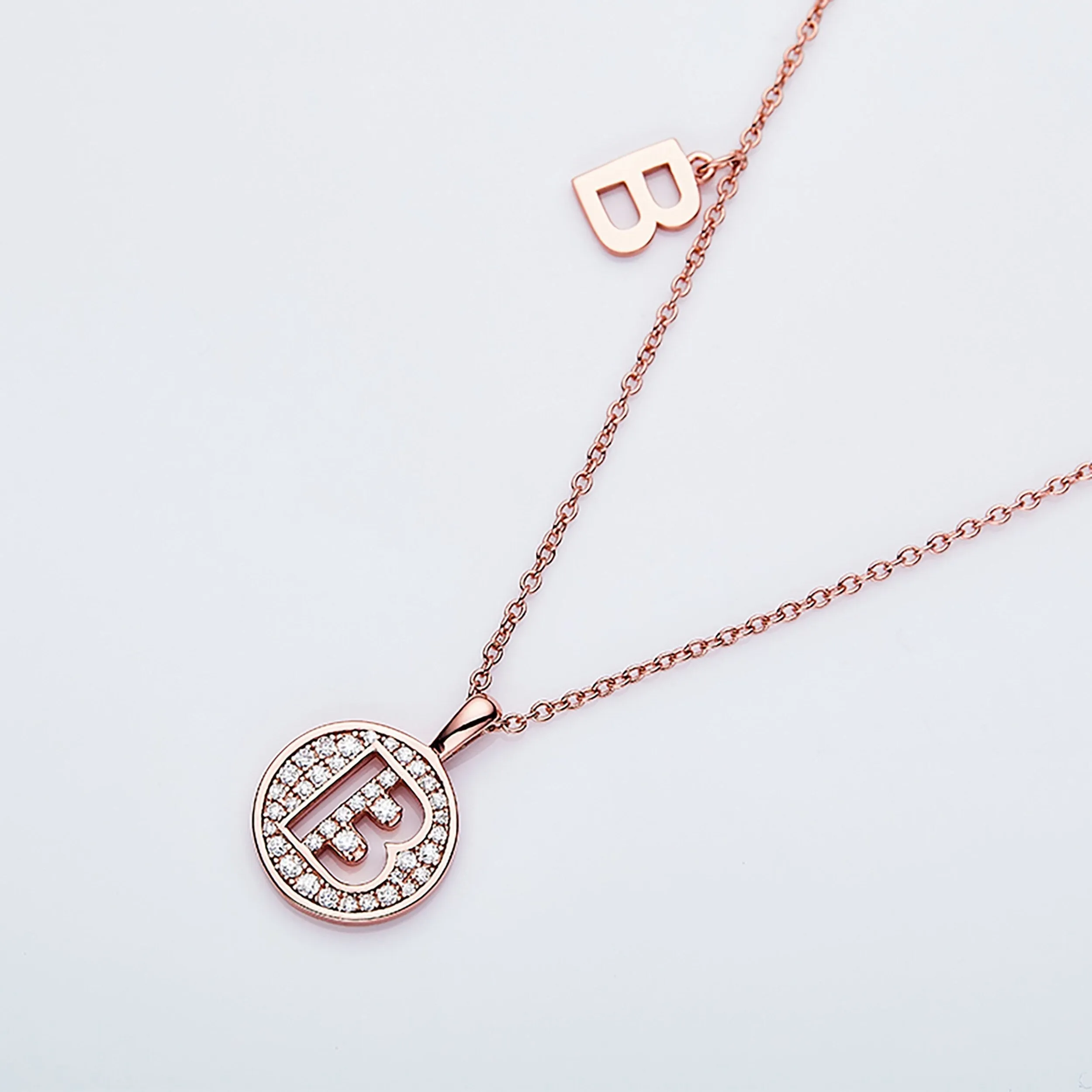 Customized B Letter Moissanite Diamond Necklace